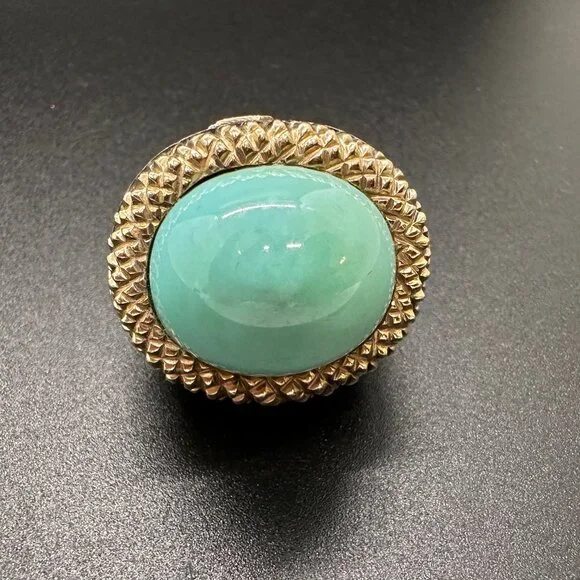 Dian Malouf Silver and 14k Turquoise Cocktail Ring - Picture 3 of 12